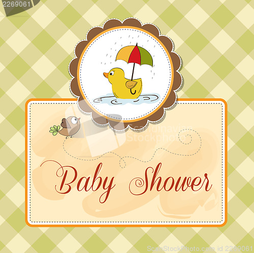 Image of baby shower card with duck toy