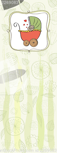 Image of delicate baby shower card with pram