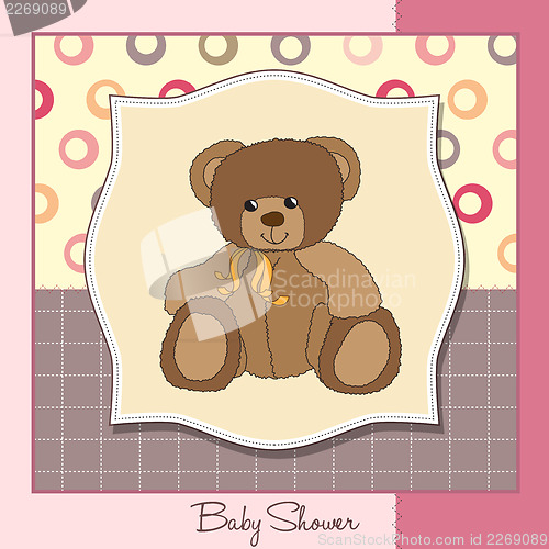 Image of welcome baby card with teddy bear