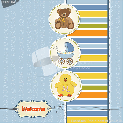 Image of baby shower card with toys
