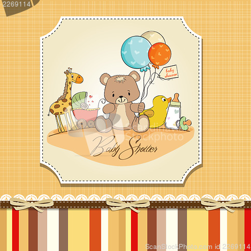 Image of baby shower card with toys