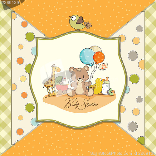 Image of baby shower card with toys