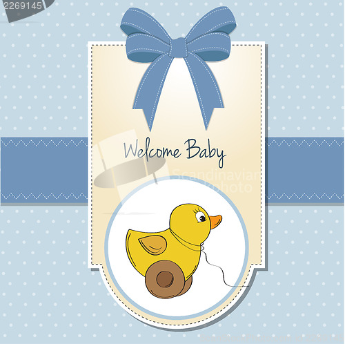 Image of welcome card with duck toy