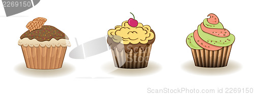 Image of Set of 3 cute cupcakes
