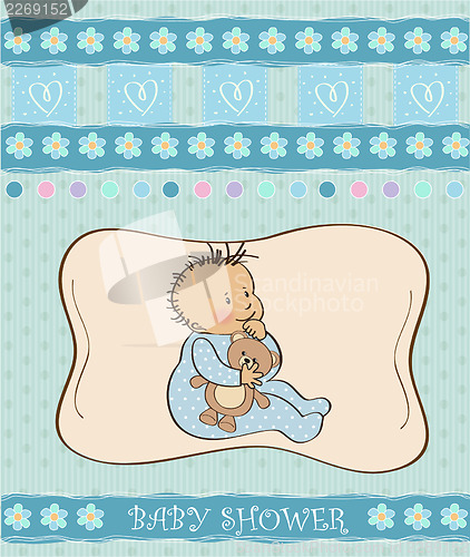 Image of baby announcement card with little boy