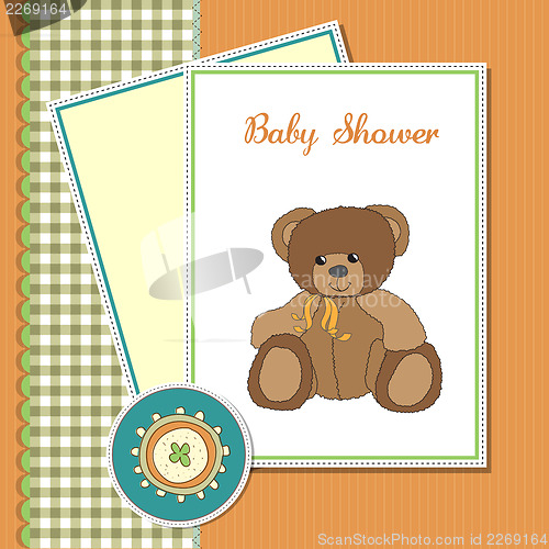 Image of baby greeting card with teddy bear
