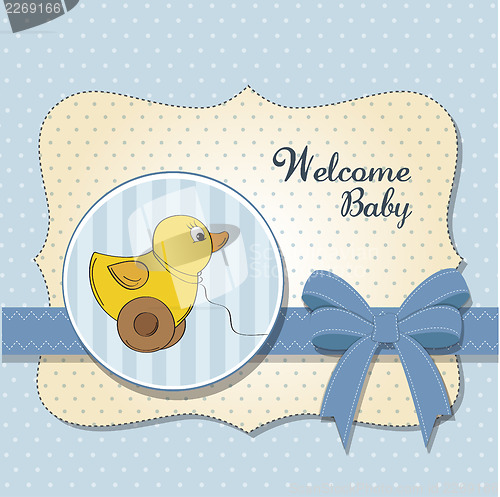 Image of welcome card with duck toy