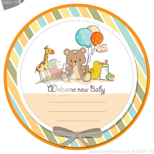 Image of baby shower card with toys