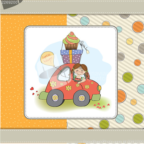 Image of birthday card with funny little girl