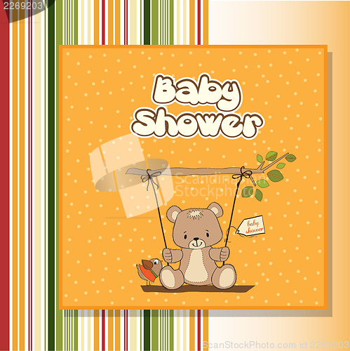 Image of baby greeting card with teddy bear