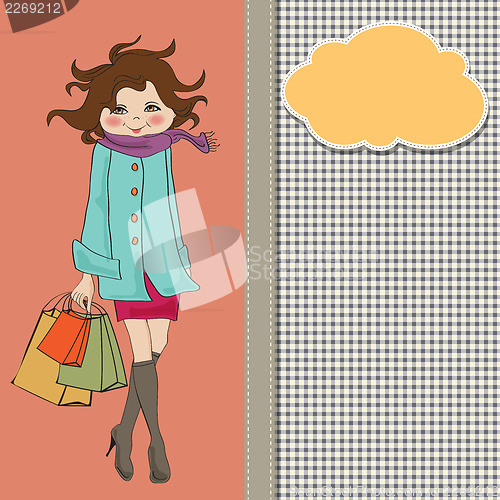 Image of beautiful young woman at shopping