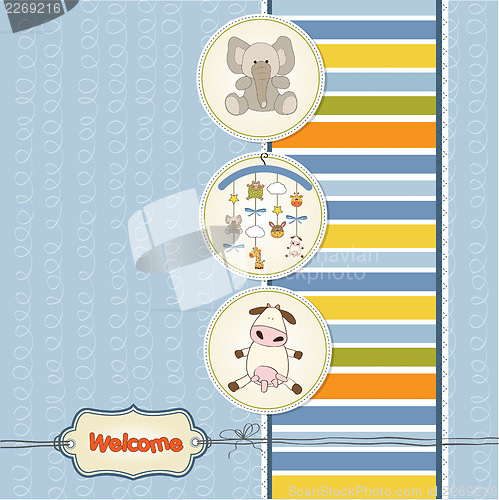 Image of baby shower card with toys