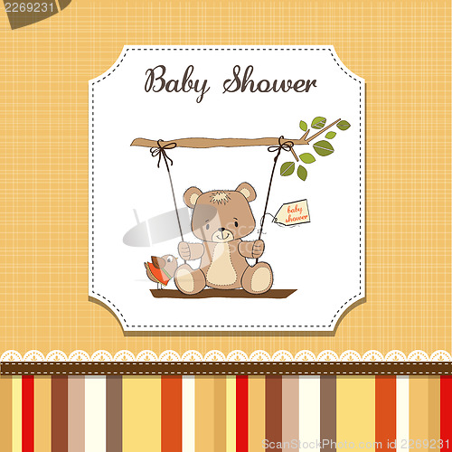 Image of baby greeting card with teddy bear