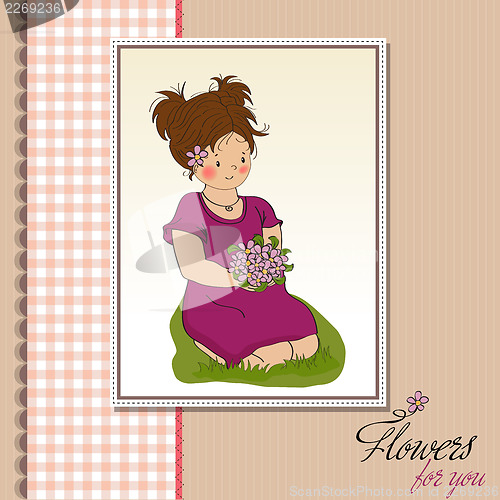 Image of young girl with a bouquet of flowers