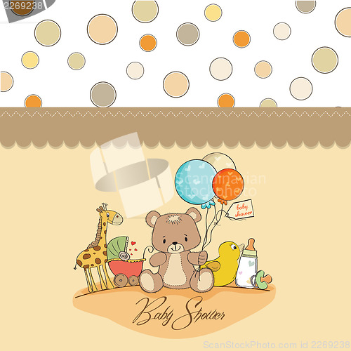 Image of baby shower card with toys