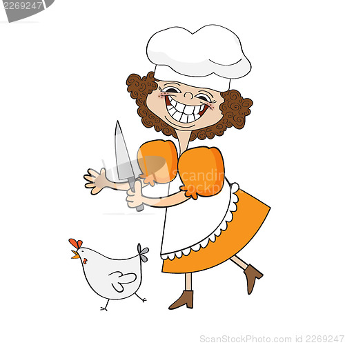 Image of the best cook certificate with funny cook who runs a chicken