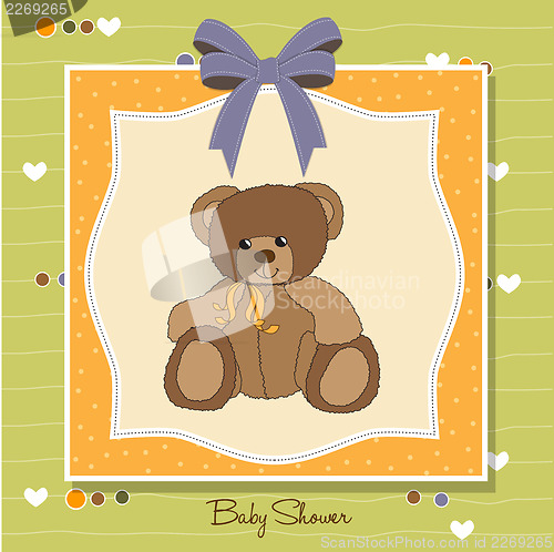 Image of welcome baby card with teddy bear