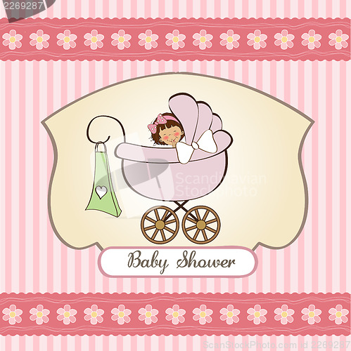 Image of baby girl announcement card
