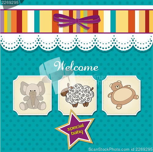 Image of baby shower card with toys