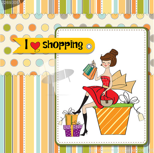 Image of pretty young woman who is happy that she went shopping