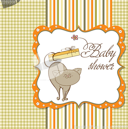Image of baby shower card with cat