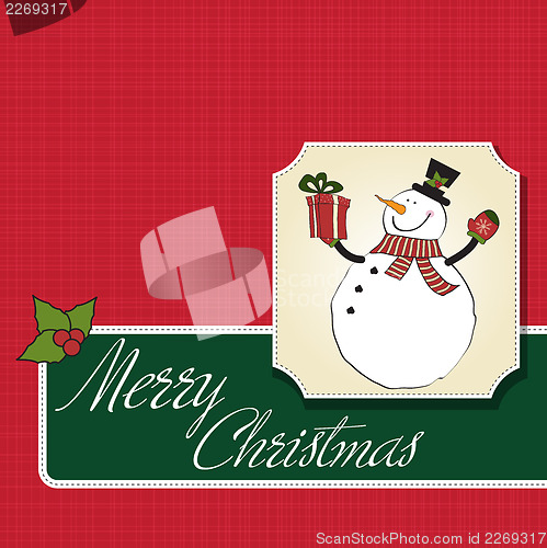 Image of Christmas greeting card with snowman