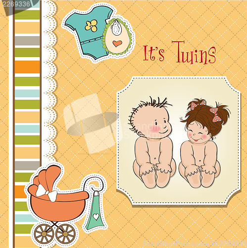 Image of baby twins shower card