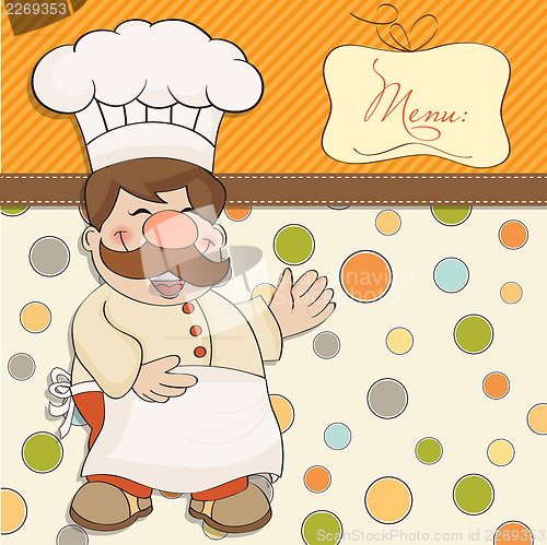 Image of Background with Smiling Chef and Menu