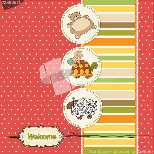Image of baby shower card with toys