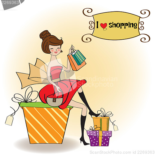 Image of pretty young woman who is happy that she went shopping