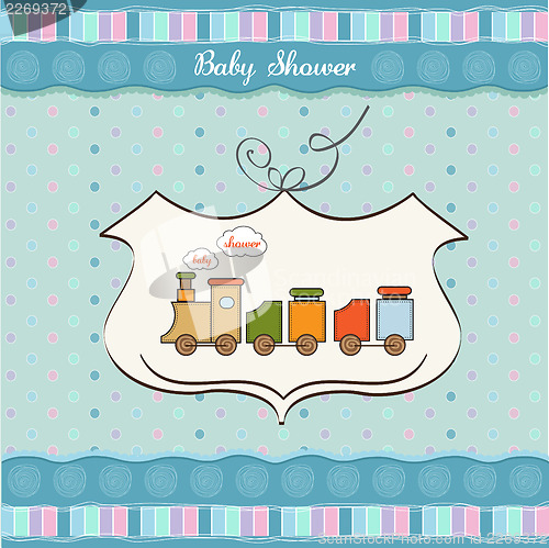 Image of baby  shower card with toy train