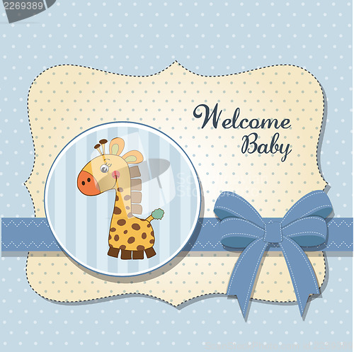 Image of   new baby announcement card with giraffe