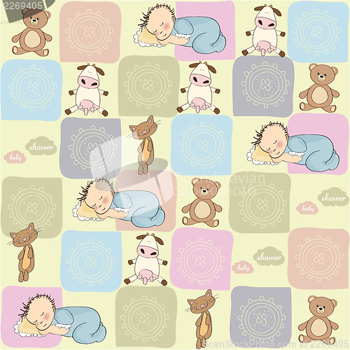 Image of childish seamless pattern with toys