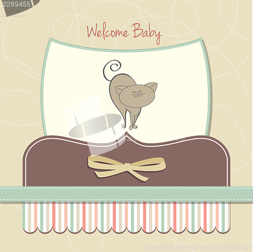 Image of new baby shower card with cat