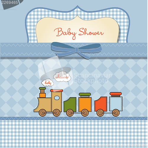 Image of baby  shower card with toy train