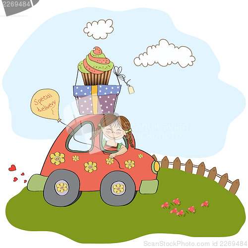 Image of birthday card with funny little girl