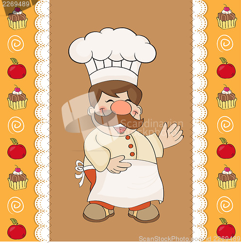 Image of Background with Smiling Chef and Menu