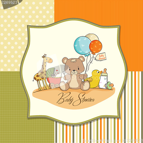 Image of baby shower card with toys