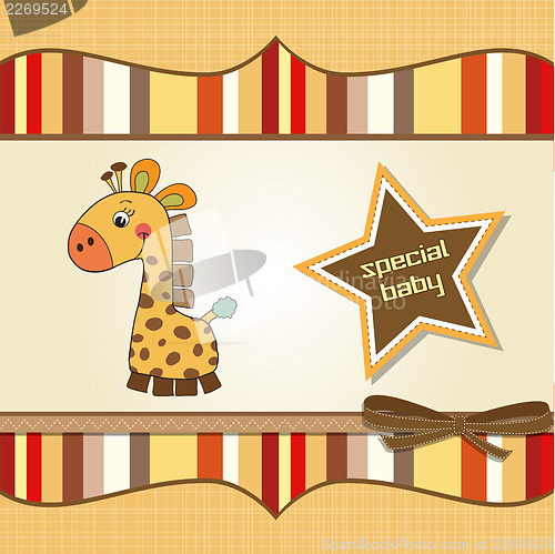 Image of new baby announcement card with giraffe
