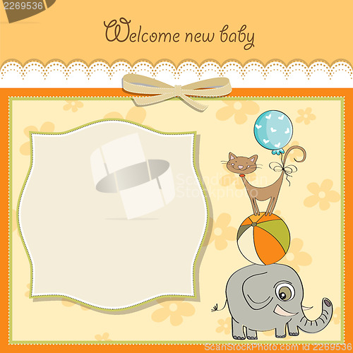 Image of baby shower card with pyramid of animals