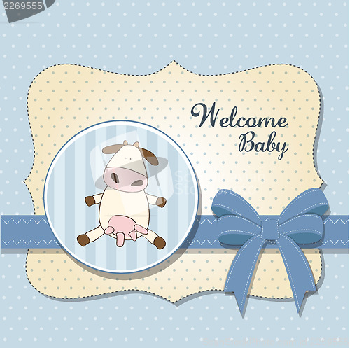 Image of welcome baby card with cow