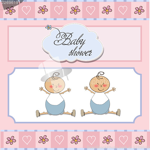 Image of baby twins shower card