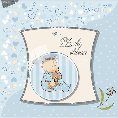 Image of baby announcement card with little boy