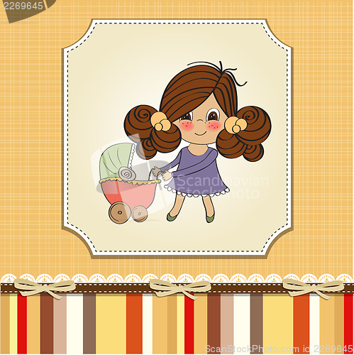 Image of Young lady and pram
