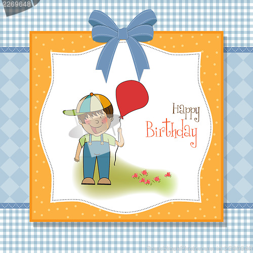Image of birthday greeting card with little boy