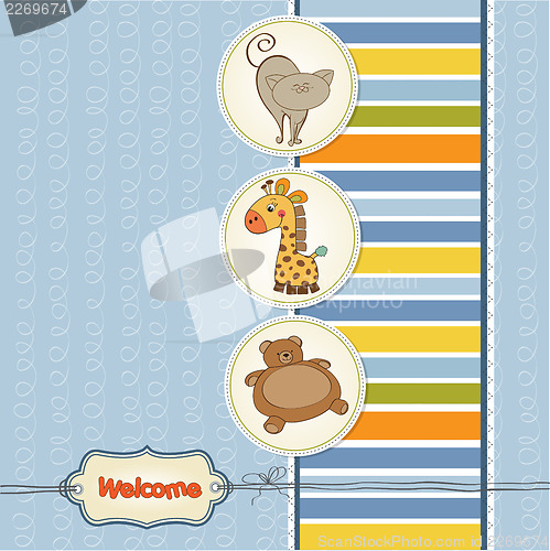 Image of baby shower card with toys