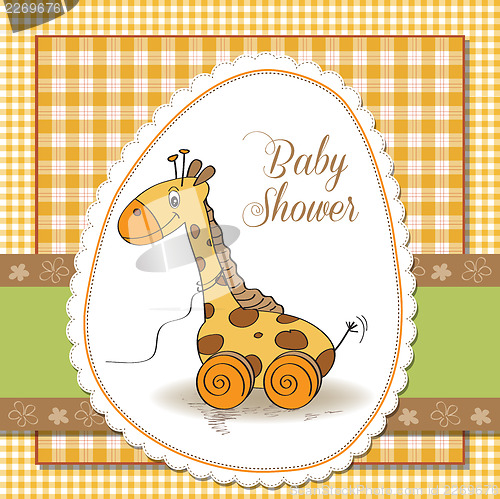 Image of Baby shower card with cute giraffe