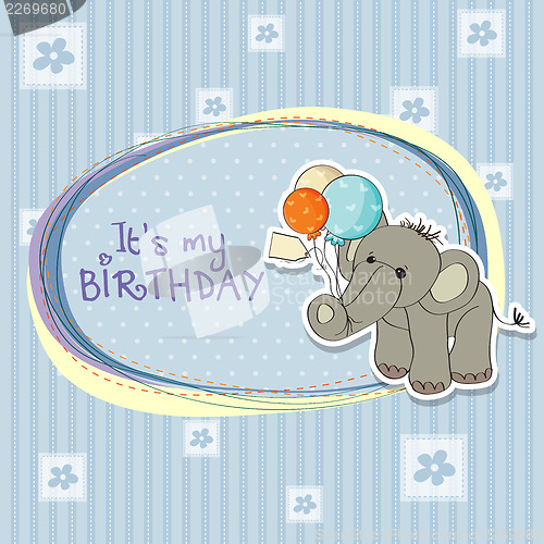 Image of baby boy birthday card with elephant