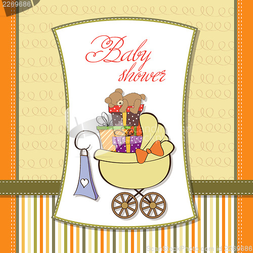 Image of baby shower card with gift boxes