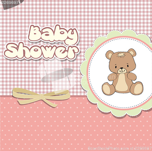 Image of baby shower card with teddy